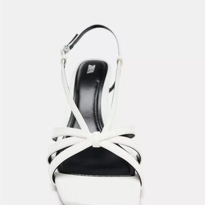Zara White Patent Wedge Strappy Heels